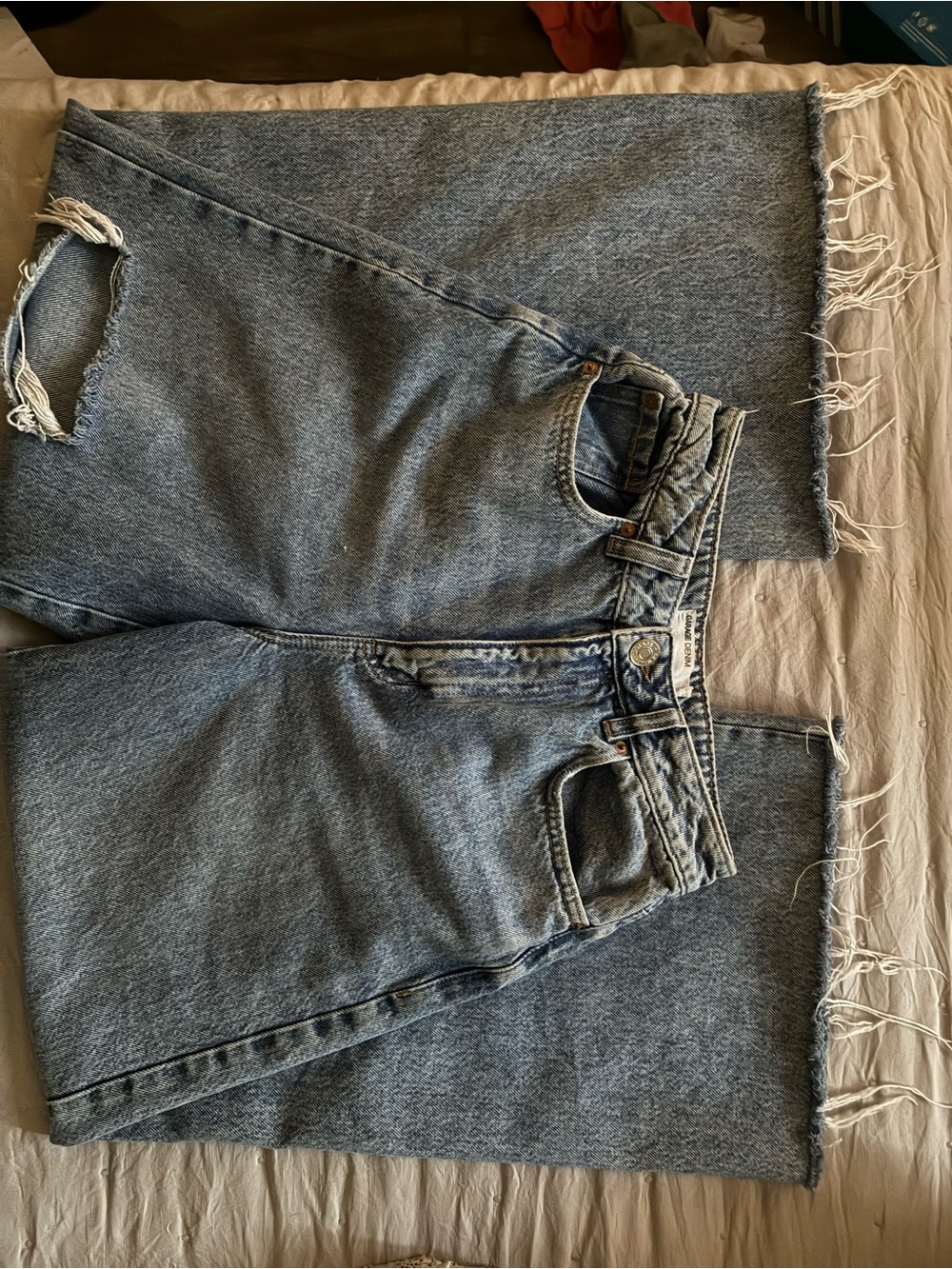 Garage Women's Distressed Medium Blue Denim Jeans